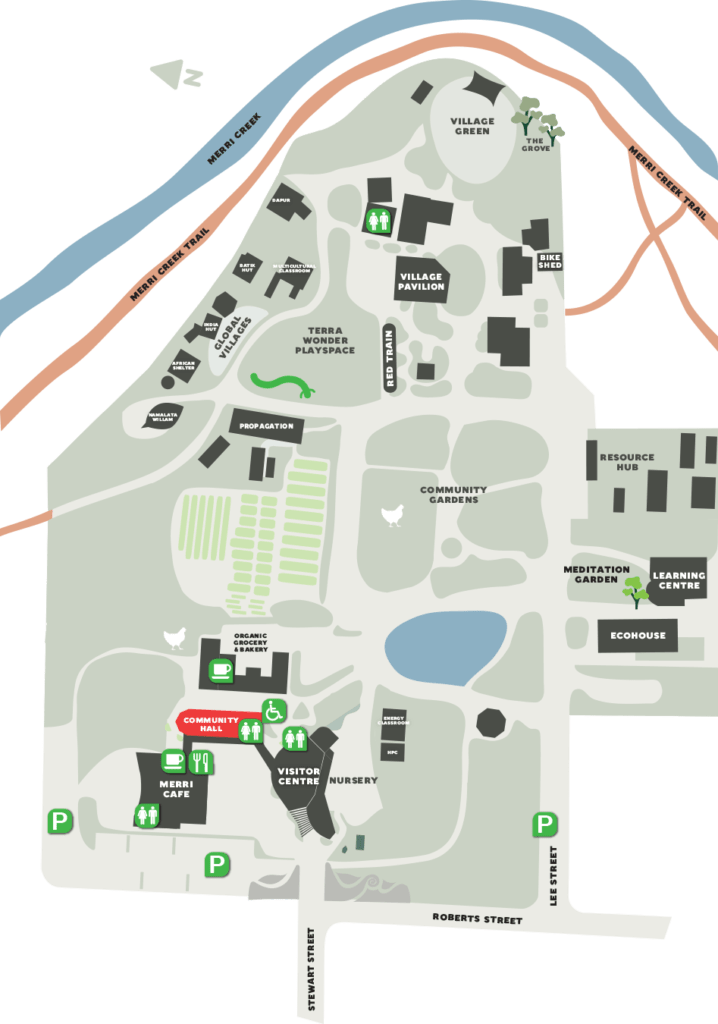 Map of CERES with Community Hall marked